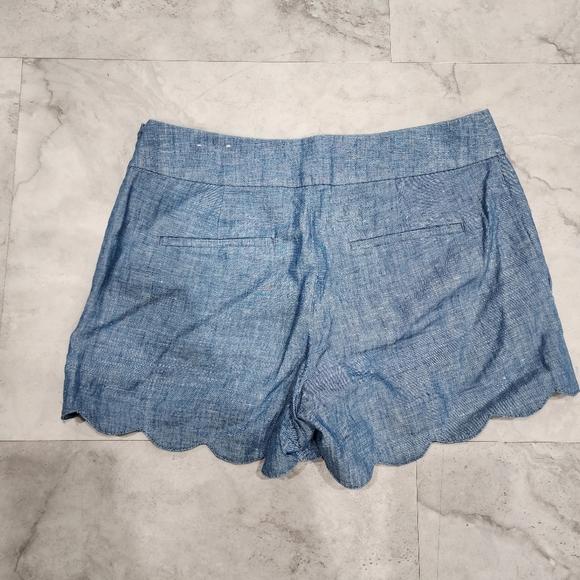 LOFT The Riviera Short Blue Linen Blend Shorts Scallop Hem Size 0 - Picture 8 of 9